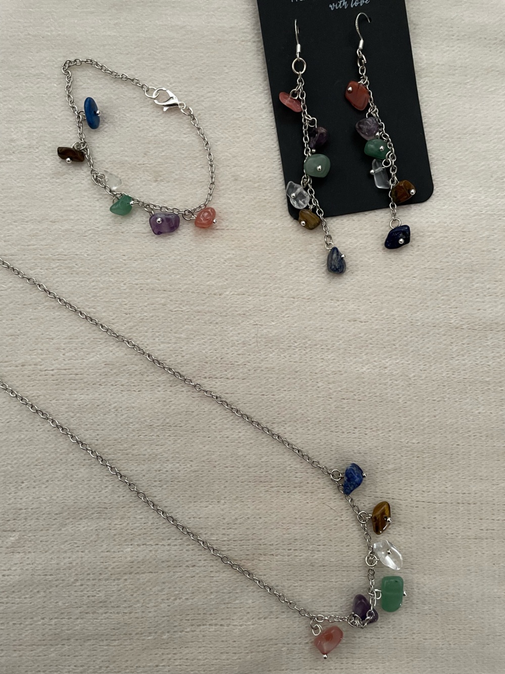 Handmade Multicolor Gemstone Crystal Jewelry Set in Mixed Colors